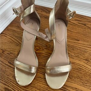 ALDO Gold Metallic Open-Toe Ankle-Strap Heels
